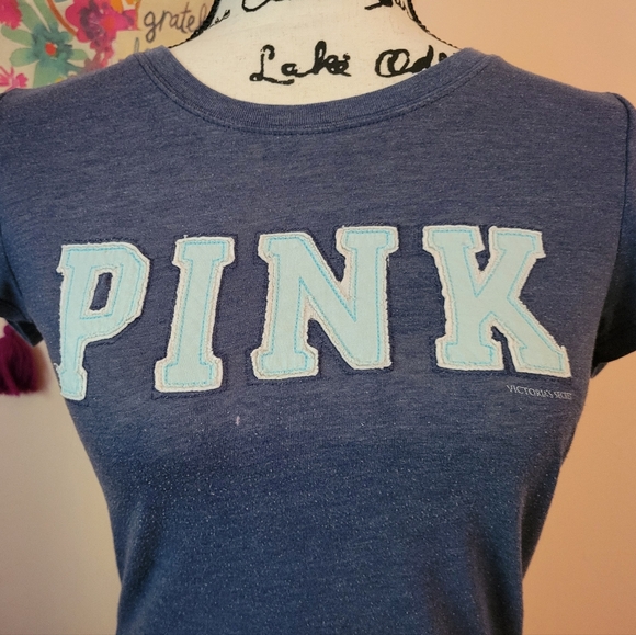 Victoria's Secret PINK Women's T-shirt, Blue/Pink, S, Y2K, Good Condition - Picture 2 of 12